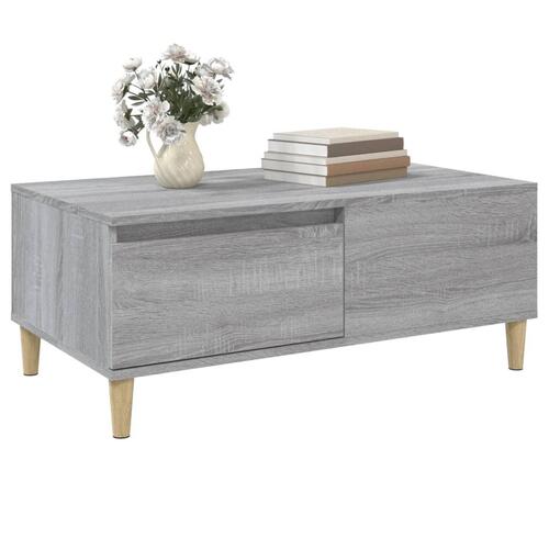 Sofabord 90x50x36,5 cm konstrueret træ grå sonoma-eg