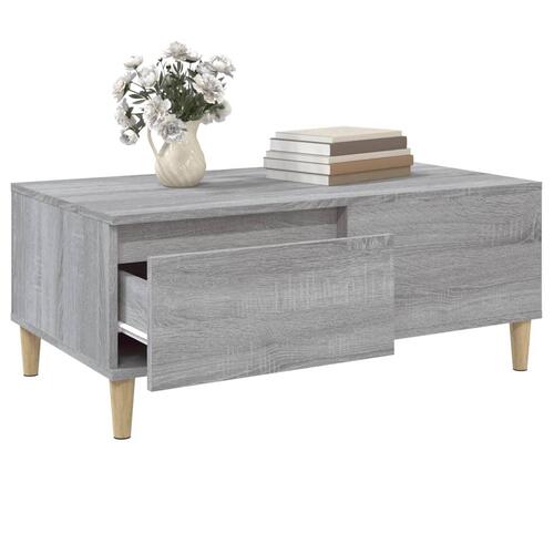 Sofabord 90x50x36,5 cm konstrueret træ grå sonoma-eg