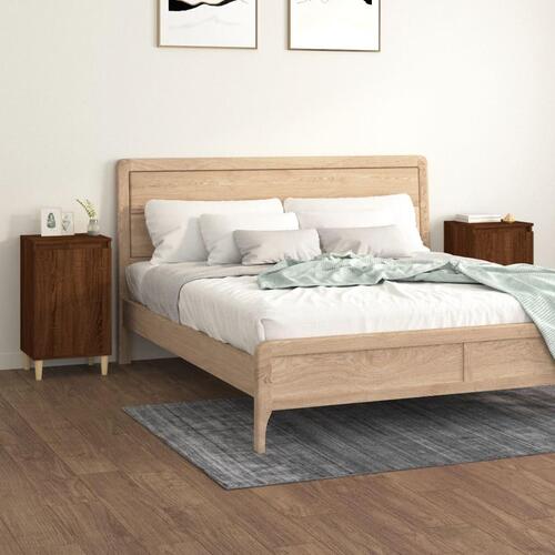 Sengeborde 2 stk. 40x35x70 cm konstrueret træ brun egetræsfarve
