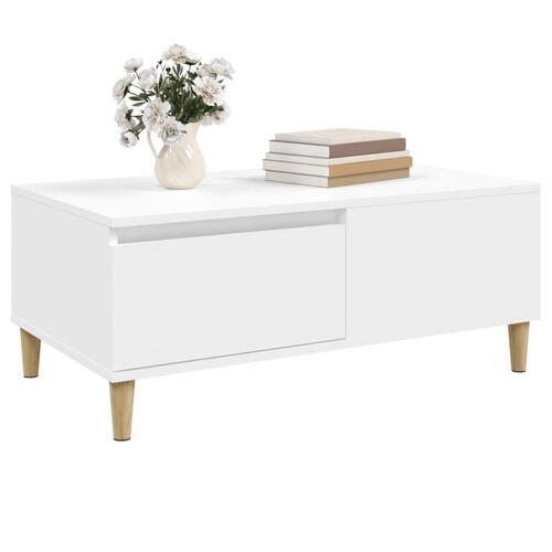 Sofabord 90x50x36,5 cm konstrueret træ hvid