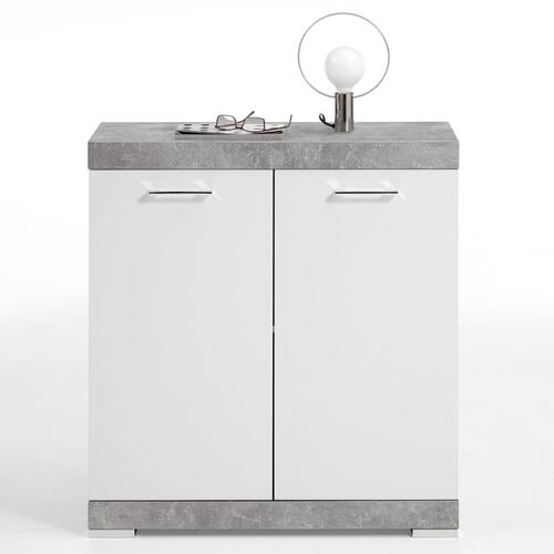 kommode med 2 låger 80 x 34,9 x 89,9 cm hvid og betongrå