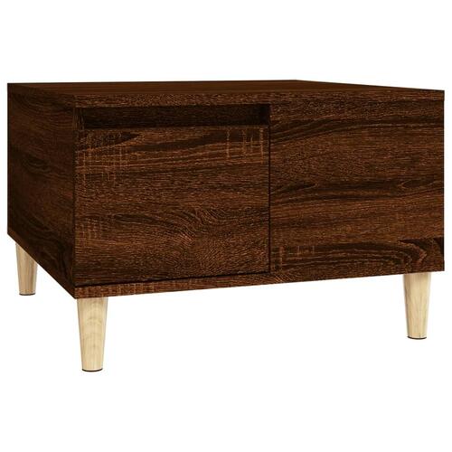 Sofabord 55x55x36,5 cm konstrueret træ brun egetræsfarve