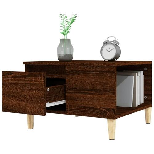 Sofabord 55x55x36,5 cm konstrueret træ brun egetræsfarve