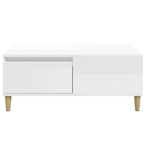 Sofabord 90x50x36,5 cm konstrueret træ hvid højglans