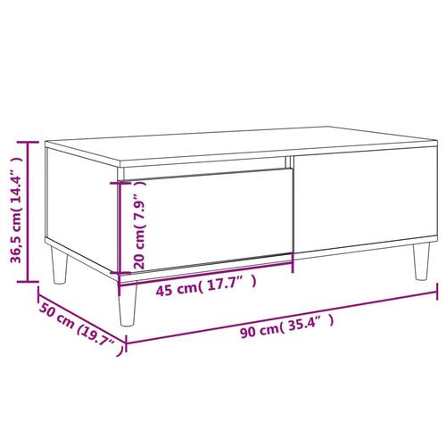 Sofabord 90x50x36,5 cm konstrueret træ sort