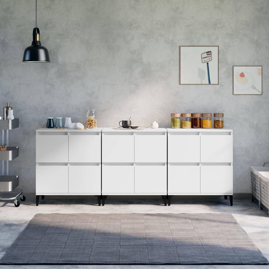 Skænke 3 stk. 60x35x70 cm konstrueret træ hvid