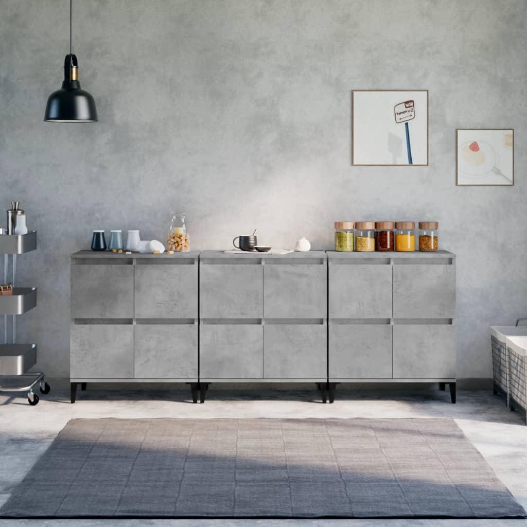 Skænke 3 stk. 60x35x70 cm konstrueret træ betongrå