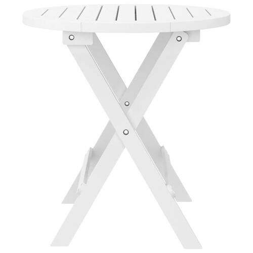 Foldbart havebord Ø46 cm massivt akacietræ hvid