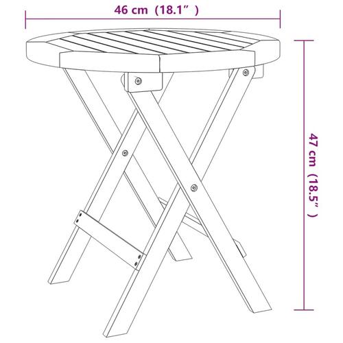 Foldbart havebord Ø46 cm massivt akacietræ hvid