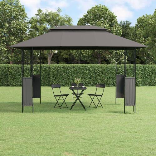 Pavillon med tag 400x300x270 cm stål antracitgrå