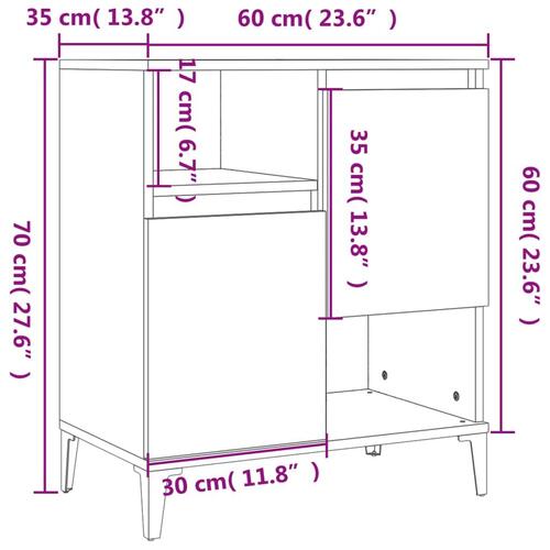 Skænk 60x35x70 cm konstrueret træ brun egetræsfarve