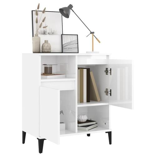 Skænk 60x35x70 cm konstrueret træ hvid højglans