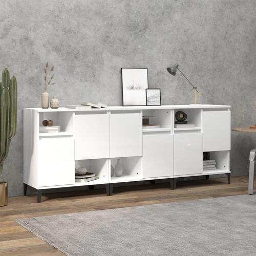 Skænke 3 stk. 60x35x70 cm konstrueret træ hvid højglans
