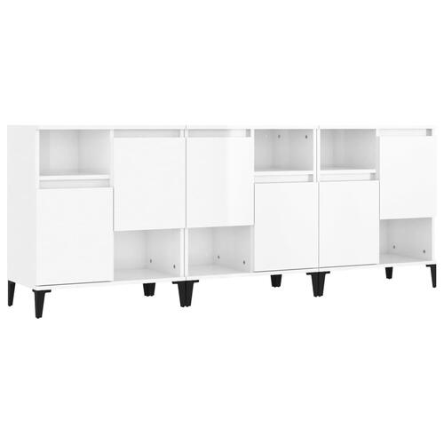 Skænke 3 stk. 60x35x70 cm konstrueret træ hvid højglans