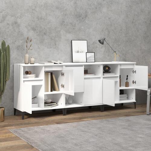 Skænke 3 stk. 60x35x70 cm konstrueret træ hvid højglans