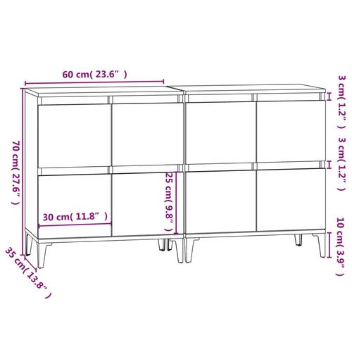 Skænke 2 stk. 60x35x70 cm konstrueret træ sonoma-eg