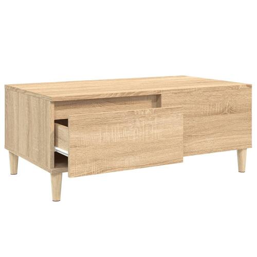Sofabord 90x50x36,5 cm konstrueret træ sonoma-eg