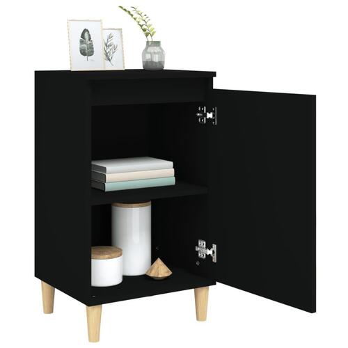 Sengeborde 2 stk. 40x35x70 cm konstrueret træ sort