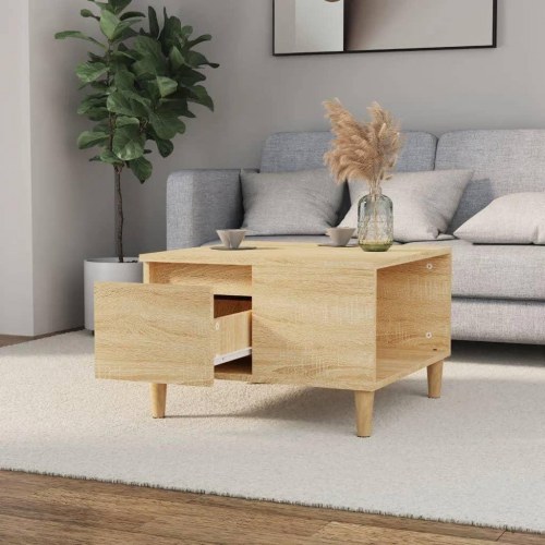 Sofabord 55x55x36,5 cm konstrueret træ sonoma-eg