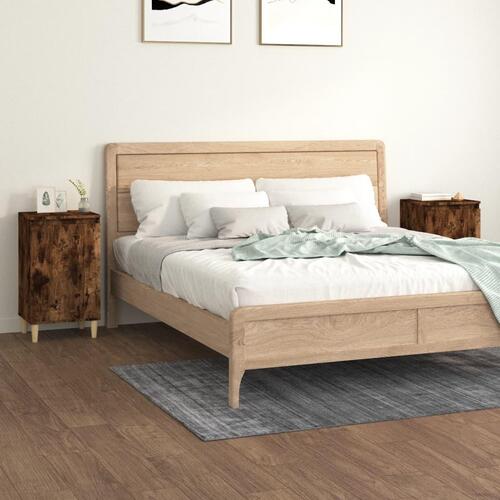 Sengeborde 2 stk. 40x35x70 cm konstrueret træ røget egetræ