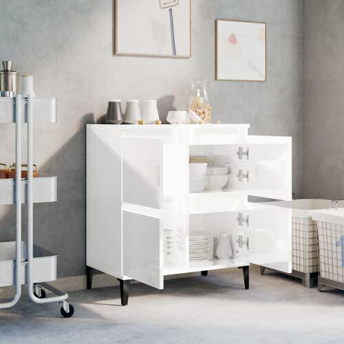 Skænk 60x35x70 cm konstrueret træ hvid højglans
