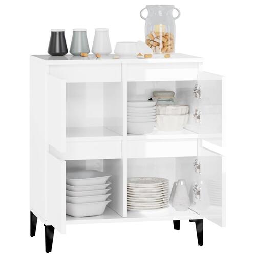 Skænk 60x35x70 cm konstrueret træ hvid højglans