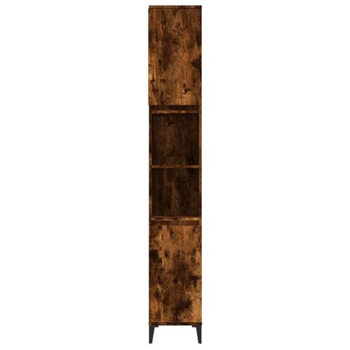 Badeværelsesskab 30x30x190 cm konstrueret træ røget egetræ