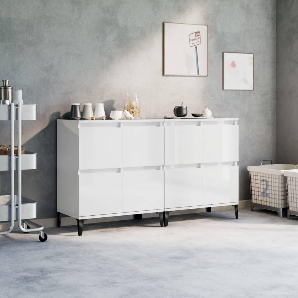 Skænke 2 stk. 60x35x70 cm konstrueret træ hvid højglans