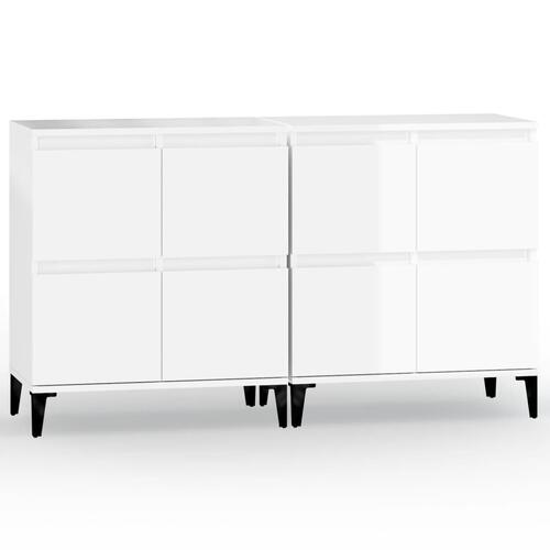 Skænke 2 stk. 60x35x70 cm konstrueret træ hvid højglans