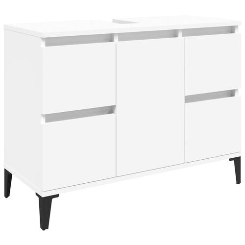 Underskab til håndvask 80x33x60 cm konstrueret træ hvid