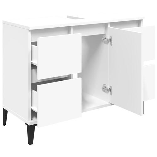 Underskab til håndvask 80x33x60 cm konstrueret træ hvid