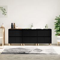 Skænke 3 stk. 60x35x70 cm konstrueret træ sort