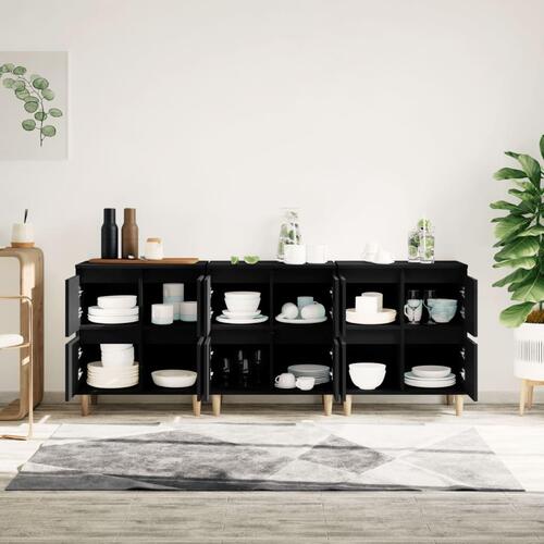 Skænke 3 stk. 60x35x70 cm konstrueret træ sort
