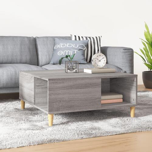 Sofabord 80x80x36,5 cm konstrueret træ grå sonoma-eg