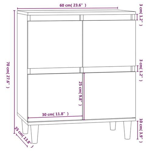 Skænk 60x35x70 cm konstrueret træ hvid højglans