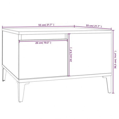 Sofabord 55x55x36,5 cm konstrueret træ hvid