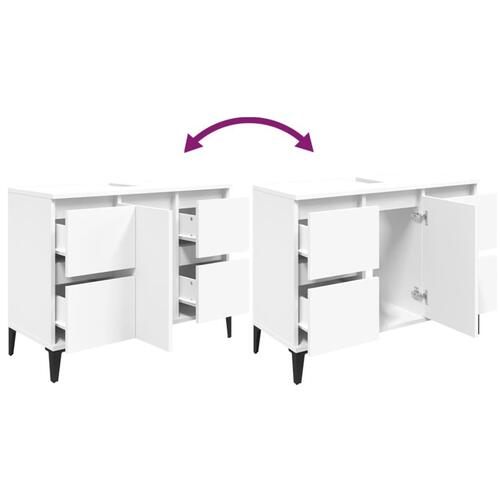 Skab til håndvask 80x33x60 cm konstrueret træ hvid højglans
