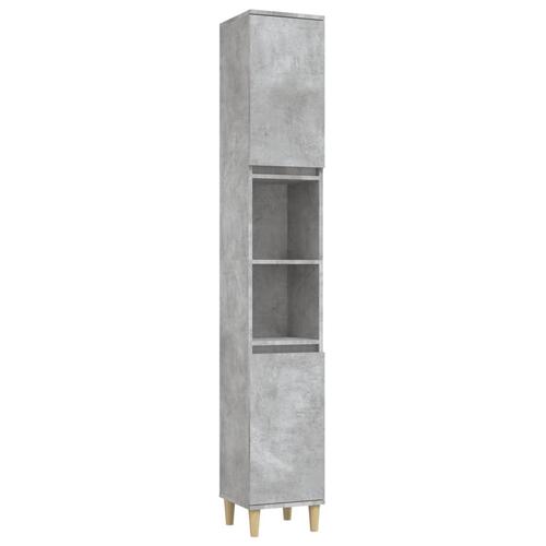 Badeværelsesskab 30x30x190 cm konstrueret træ betongrå