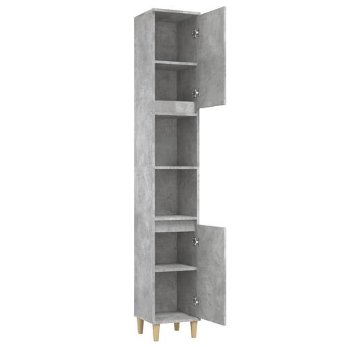 Badeværelsesskab 30x30x190 cm konstrueret træ betongrå
