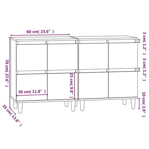 Skænke 2 stk. 60x35x70 cm konstrueret træ røget egetræsfarve