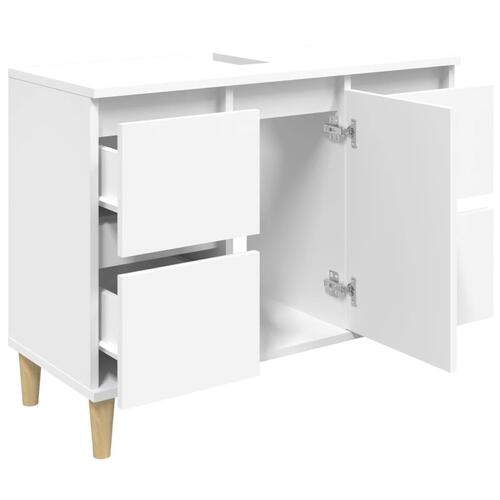 Underskab til håndvask 80x33x60 cm konstrueret træ hvid