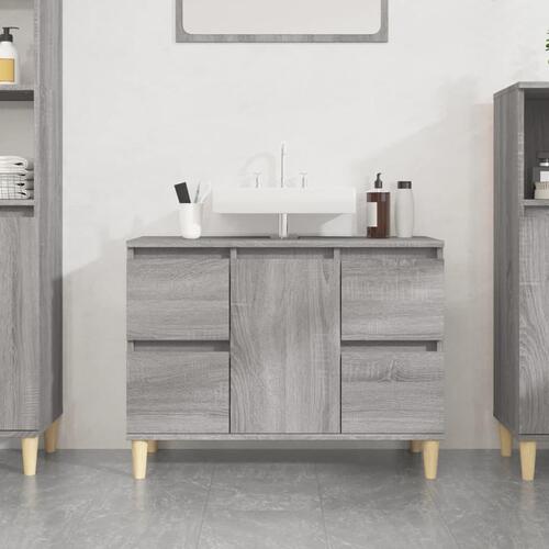 Skab til håndvask 80x33x60 cm konstrueret træ grå sonoma-eg