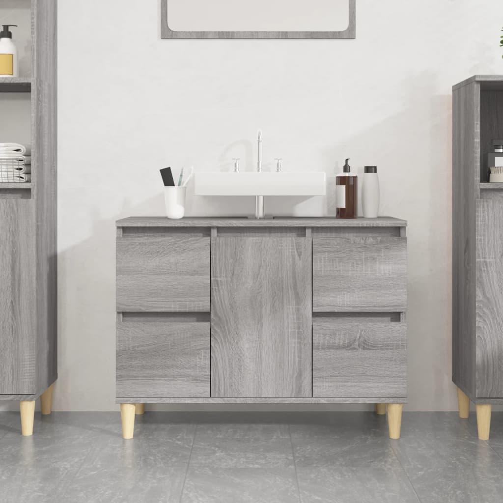 Skab til håndvask 80x33x60 cm konstrueret træ grå sonoma-eg