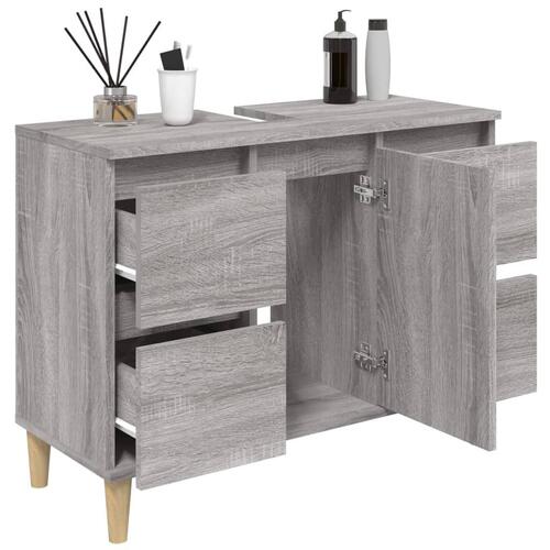 Skab til håndvask 80x33x60 cm konstrueret træ grå sonoma-eg