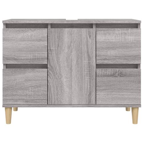 Skab til håndvask 80x33x60 cm konstrueret træ grå sonoma-eg
