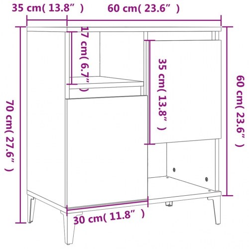 Skænke 3 stk. 60×35×70 cm i konstrueret træ - sonoma-eg