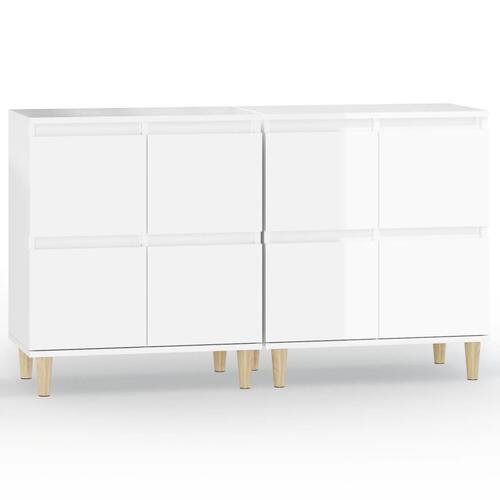 Skænke 2 stk. 60x35x70 cm konstrueret træ hvid højglans