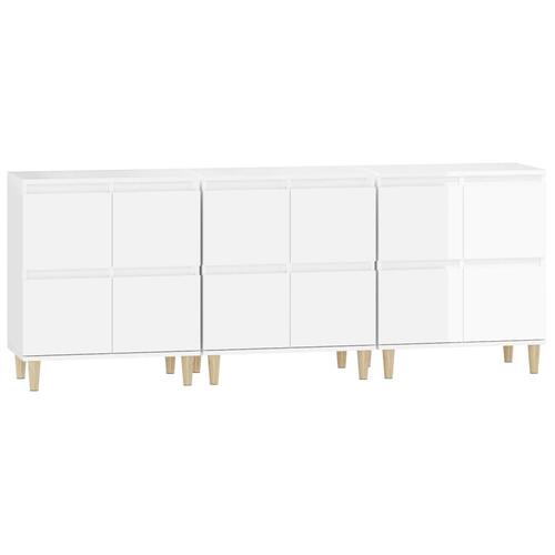 Skænke 3 stk. 60x35x70 cm konstrueret træ hvid højglans