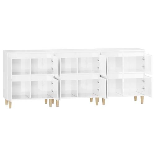 Skænke 3 stk. 60x35x70 cm konstrueret træ hvid højglans