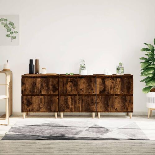 Skænke 3 stk. 60x35x70 cm konstrueret træ røget egetræsfarve